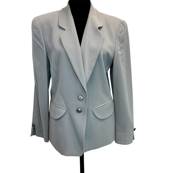 Dana Buchman Light Gray 100% pure new wool single breasted blazer Sz 8 NWOT - Picture 1 of 13